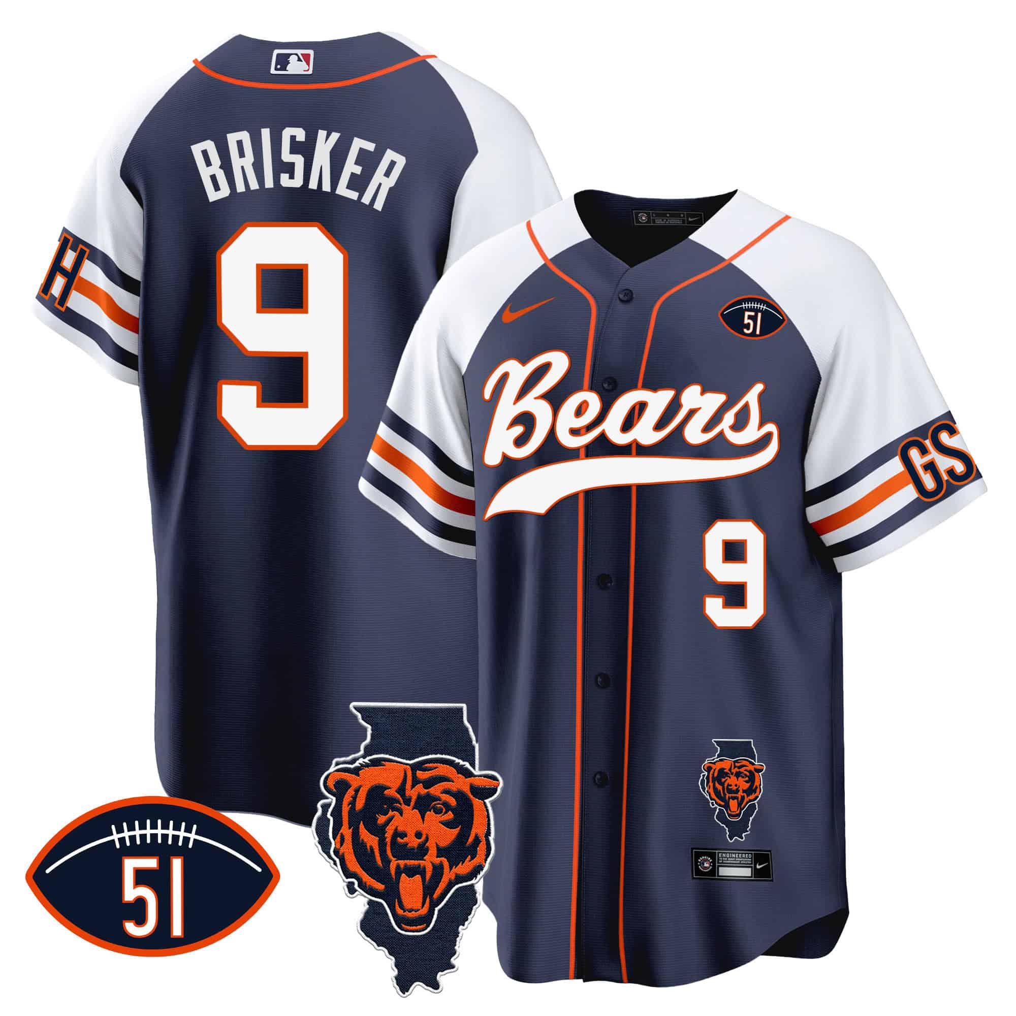 Men Chicago Bears #9 Brisker Blue 2024 Nike Patch Baseball NFL Jersey->indianapolis colts->NFL Jersey